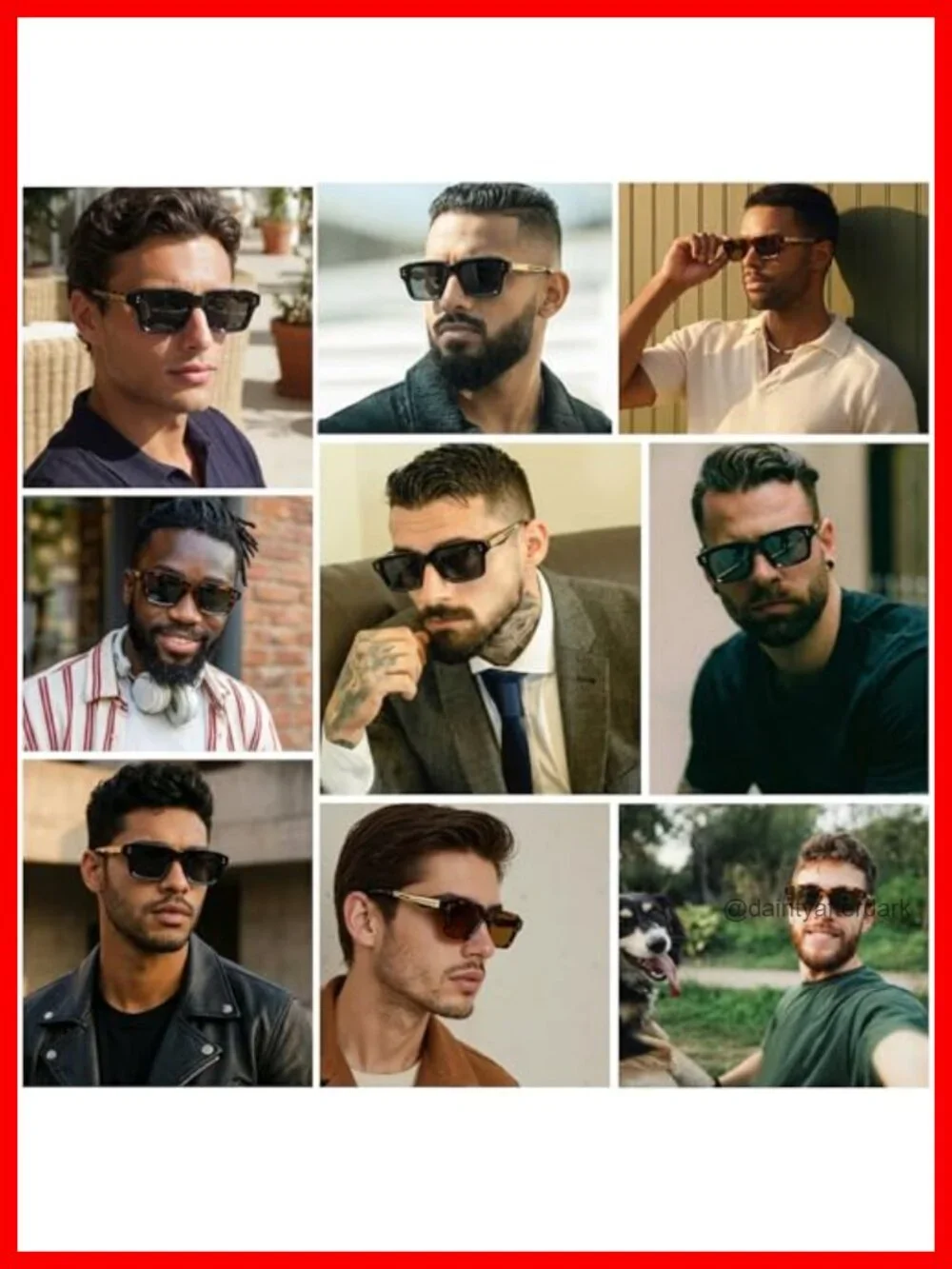 Square Frame Sunglasses for Men Fashion Designer Shades UV400 Lens 2 Pack